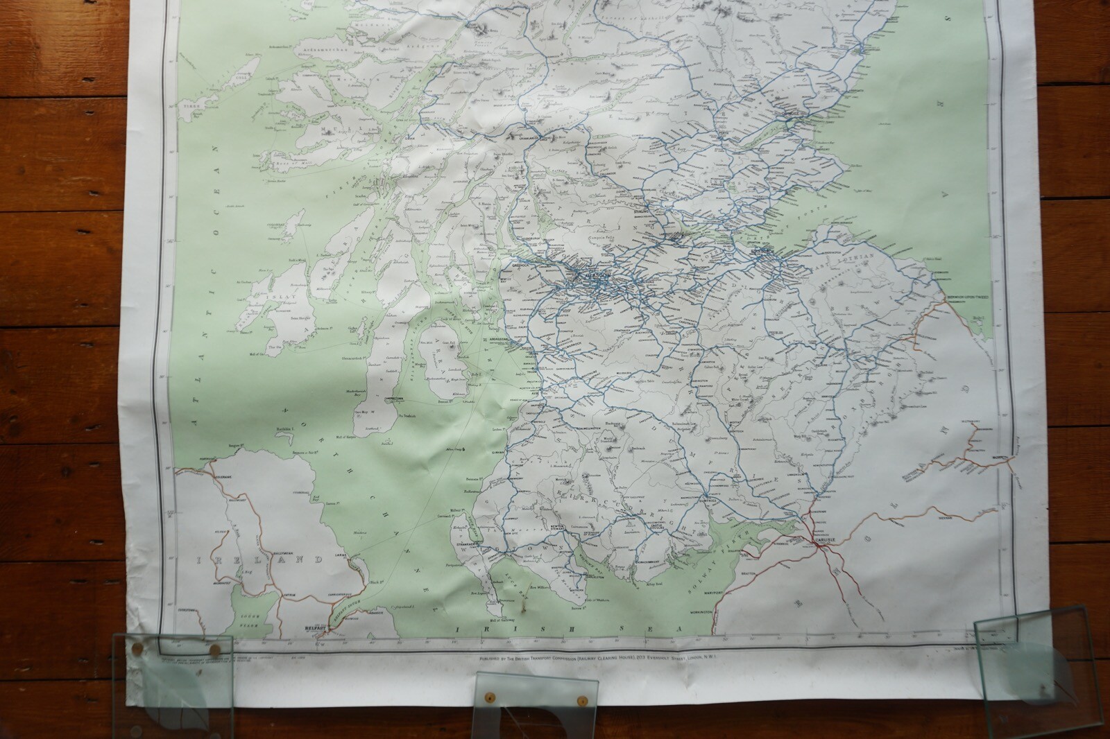 1960 Railway Clearing House RCH Map of Scotland Poster Linen Backed