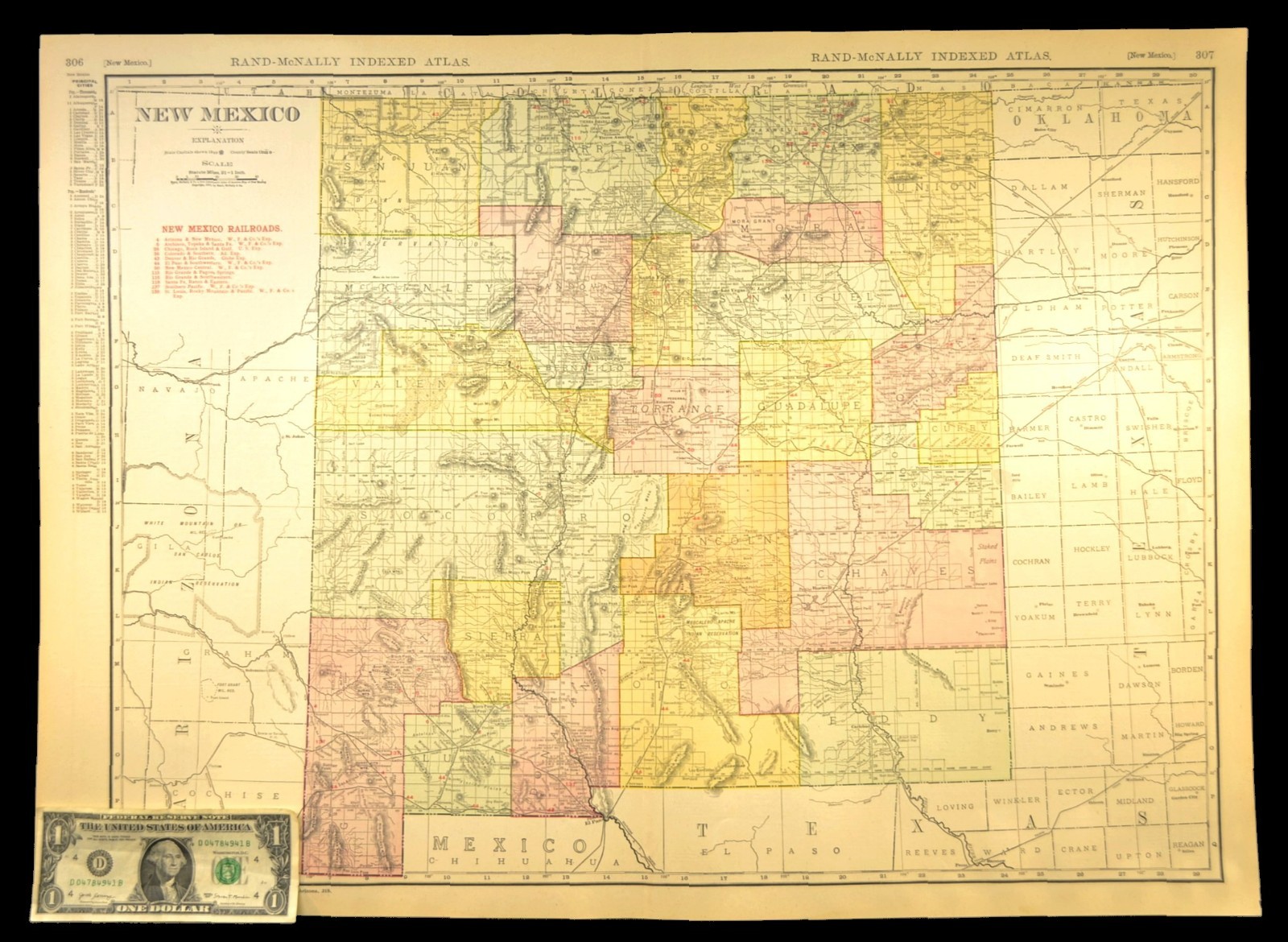 1911 Antique Map of New Mexico Railroad Map ORIGINAL Atlas Map EP&SW RR DATED