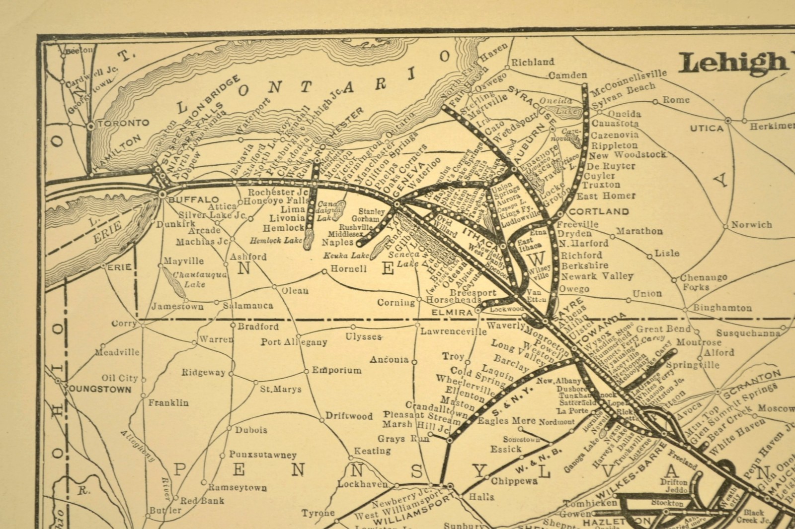 Vintage LEHIGH VALLEY Railroad Map Railway Bethlehem Allentown Pennsylvania