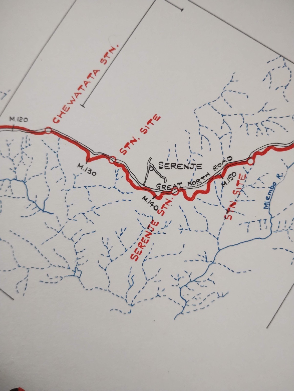 1952 East African Railways Map of Route: Kapiri Mposhi to Kasama Zambia (Part 1)