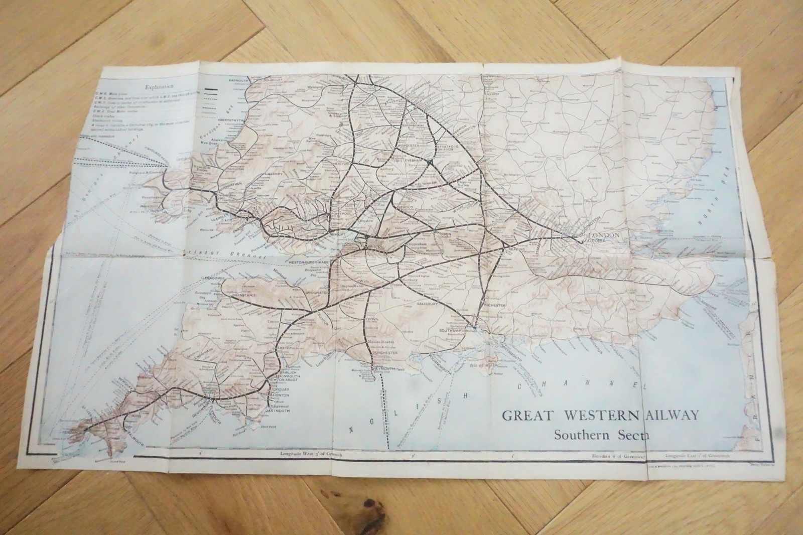 1913 GWR Southern Section Original Railway Map