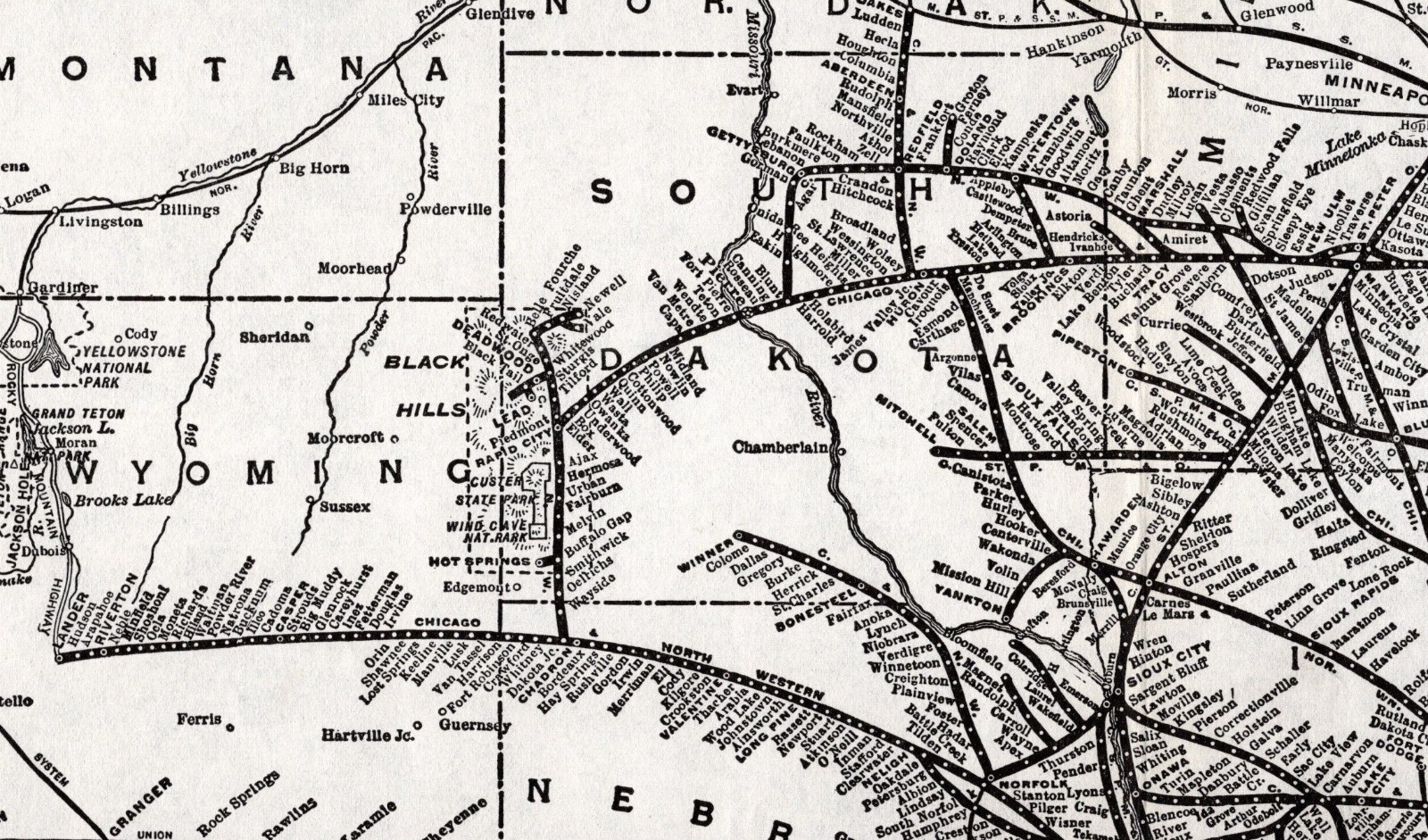 1934 Antique Chicago Northwestern Railway Map St Paul Minneapolis Omaha Rwy 2022