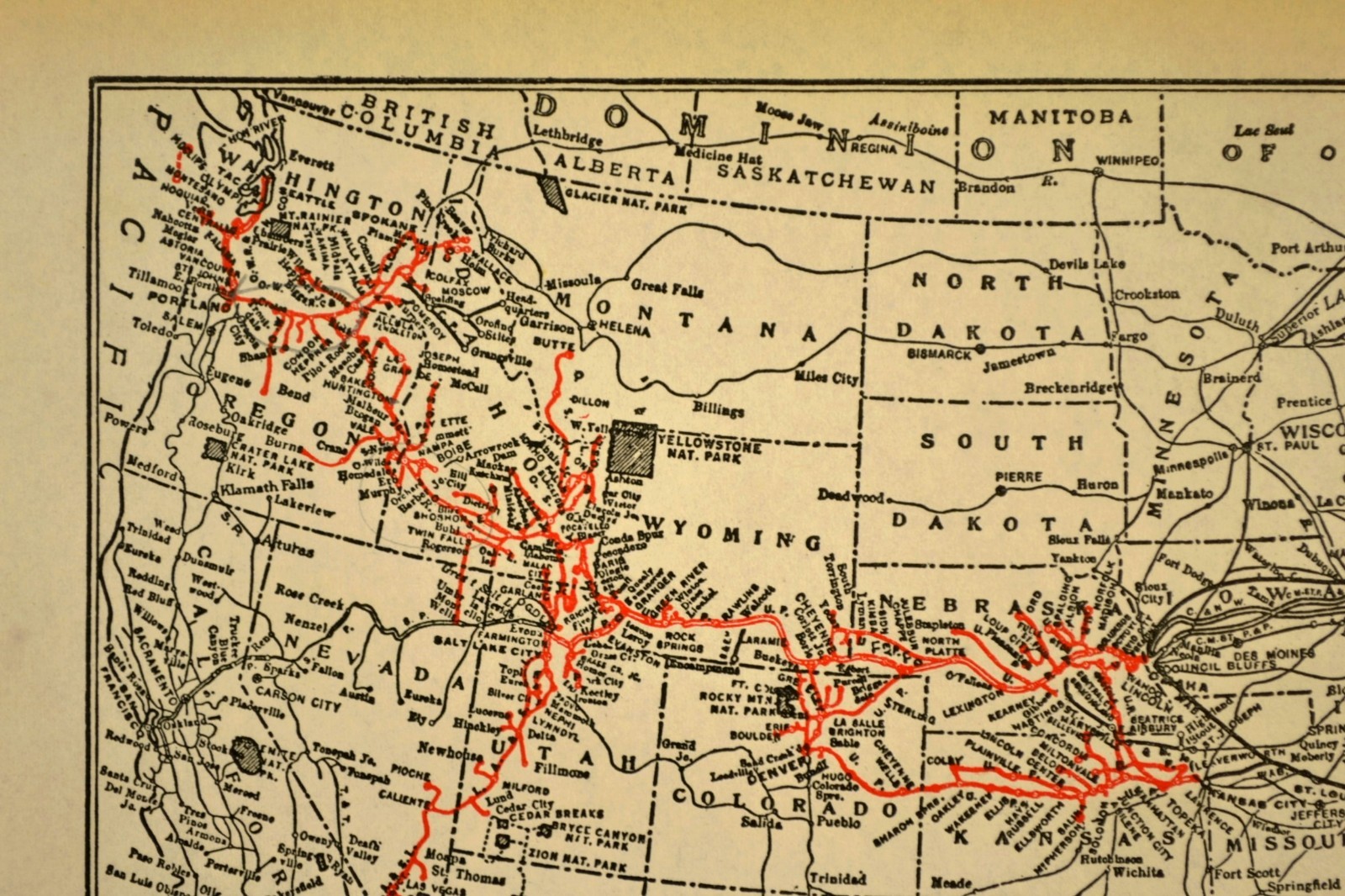 Vintage UNION PACIFIC Railroad Map RR System Original Antique ca 1939