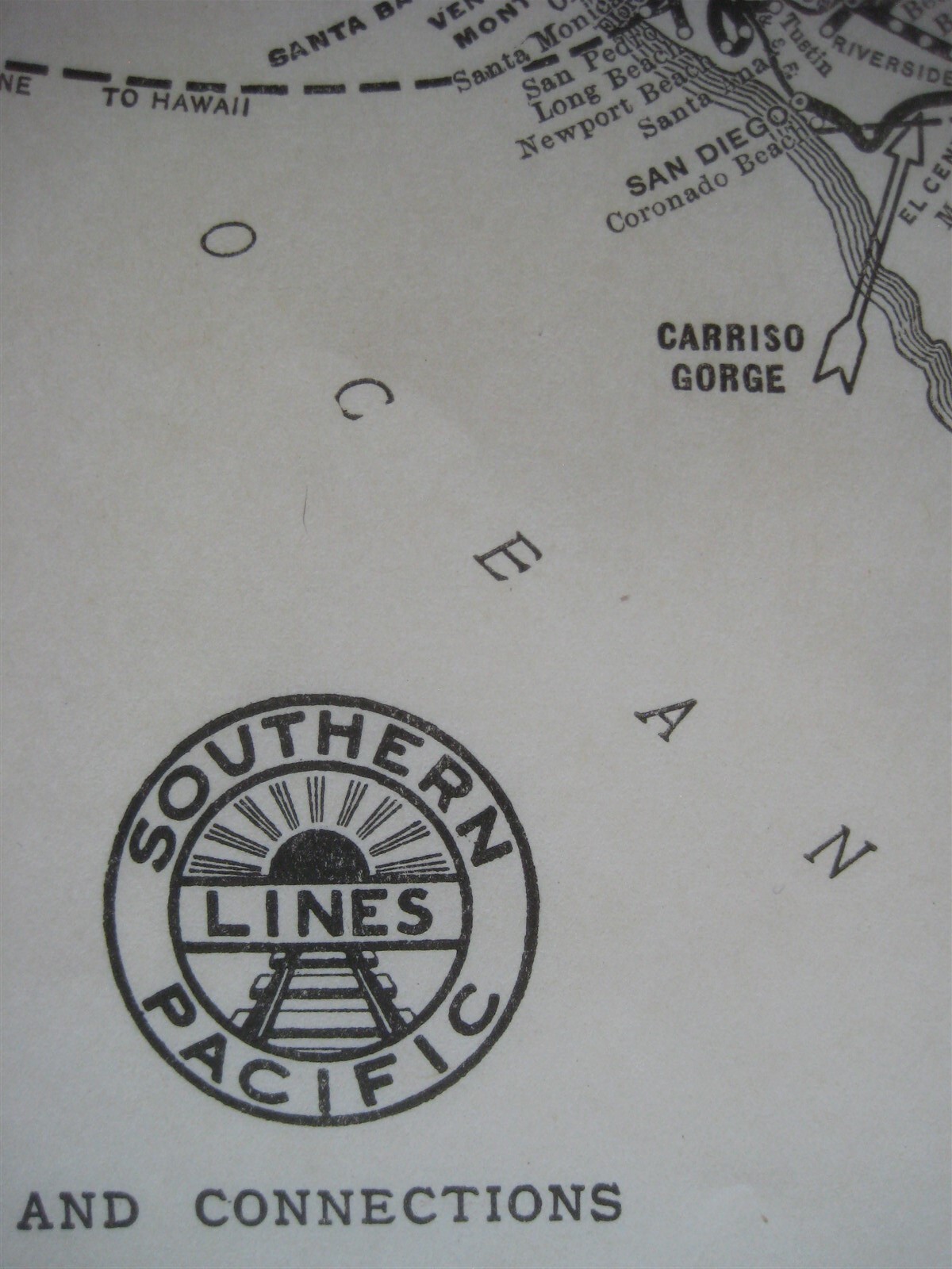 Original 1923 Railroad Steamship Map SOUTHERN PACIFIC LINES AND CONNECTIONS