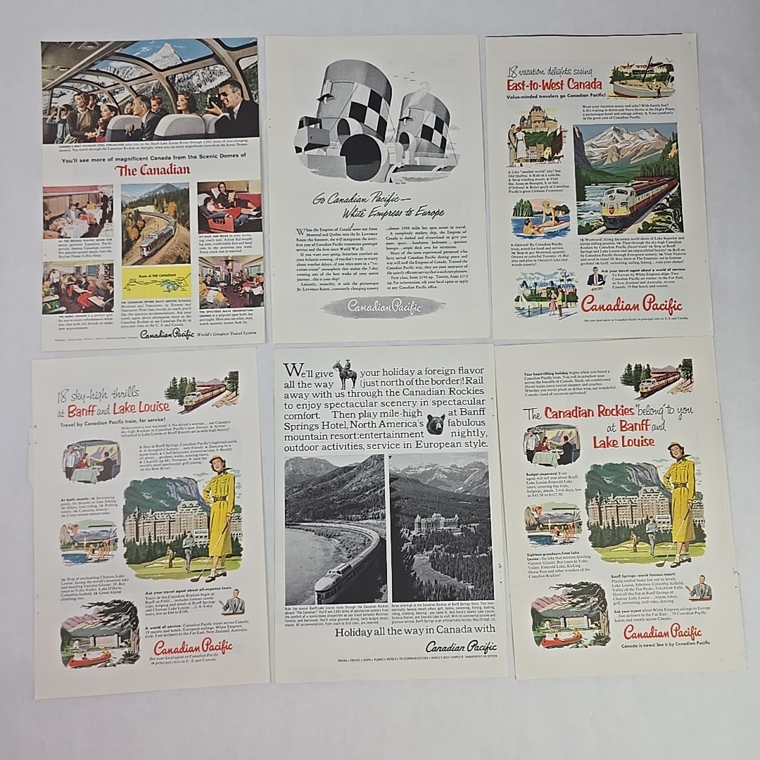 Railroads & Trains Print Ads 1950s Union Northern Southern Pacific Budd Western