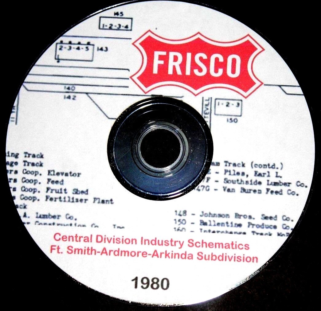 St Louis San Francisco Central Division Industry Track Schematics Pages on DVD
