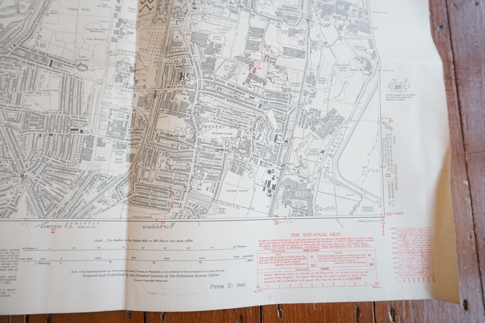 1938 Enfield Ponders End Middlesex LNER Railway OS Map