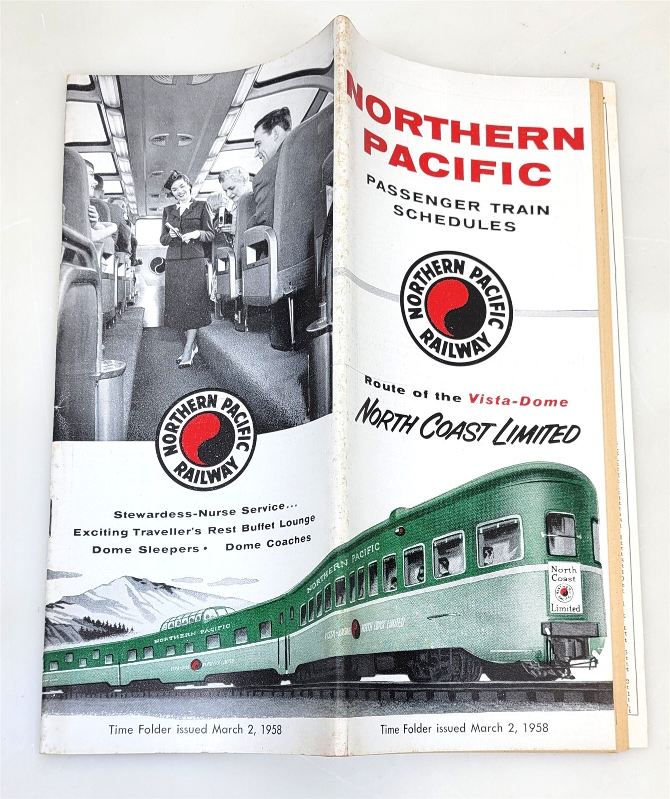 1958 Northern Pacific Railroad Passenger Train Schedule Book North Coast ~ T109C