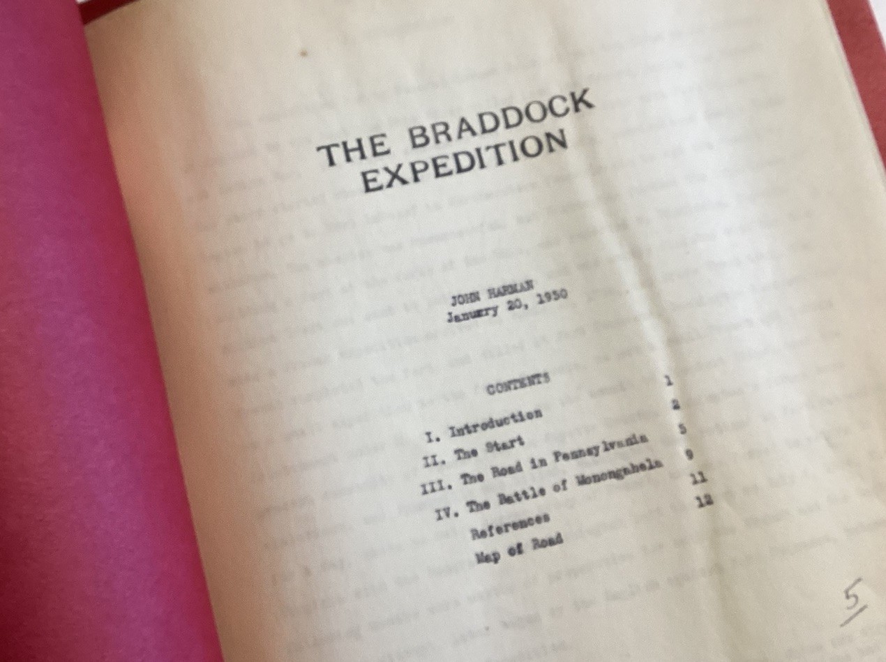 1950 THE BRADDOCK EXPEDITION 10 PAGE STUDY + DETAILED MAP w/TOWNS ENCAMPMENTS +