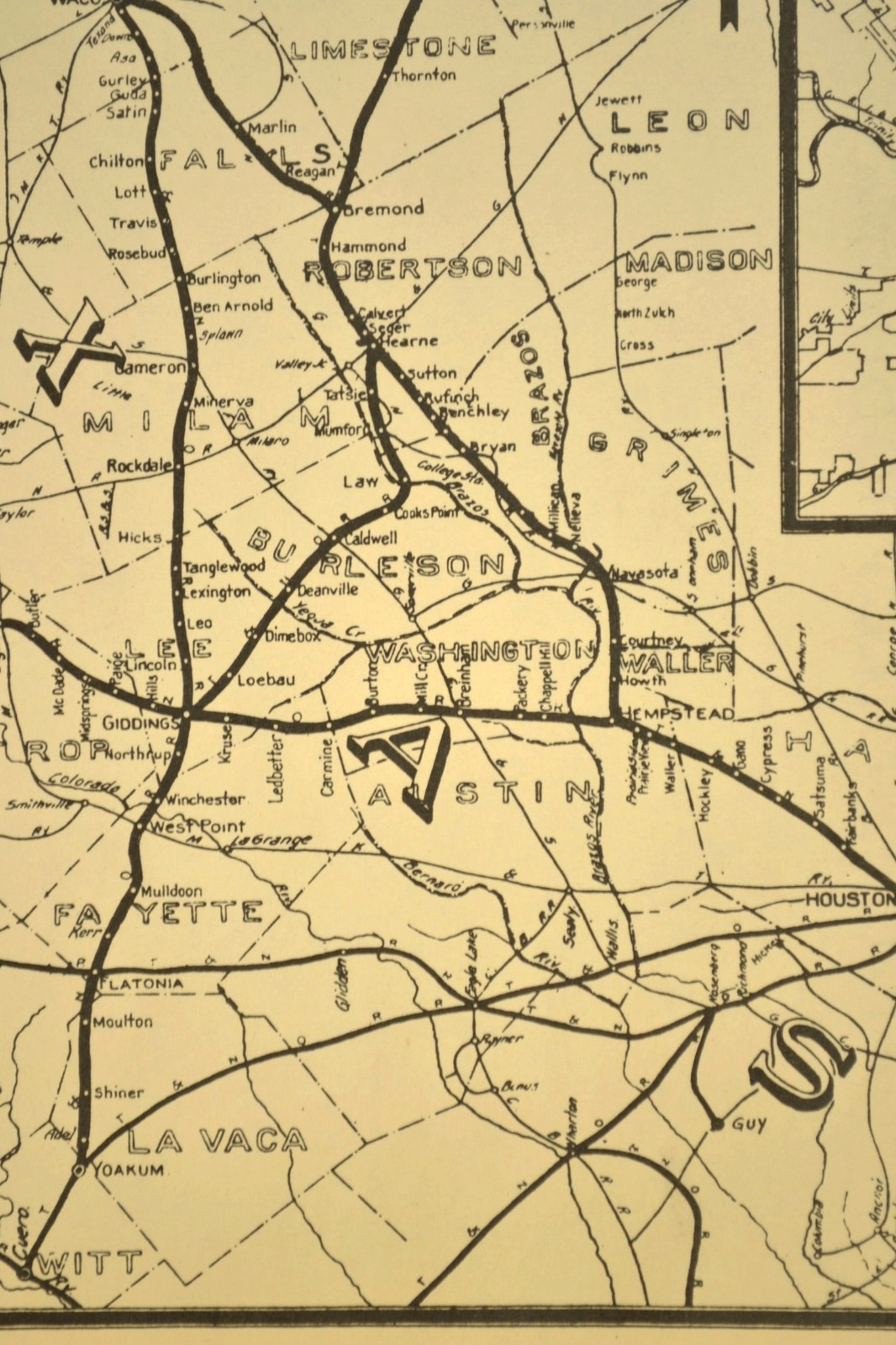Southern Pacific Railroad Map Dallas Division Austin & Northwestern RR T&NO RR