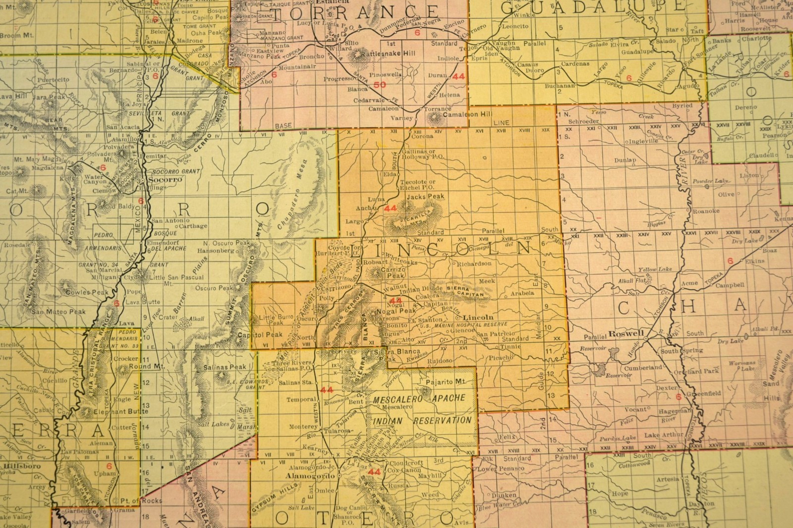 1911 Antique Map of New Mexico Railroad Map ORIGINAL Atlas Map EP&SW RR DATED