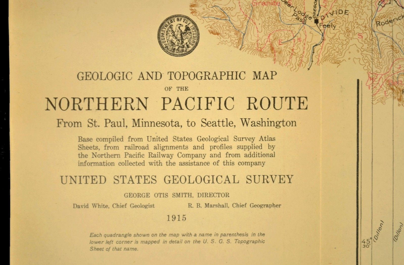 Antique Northern Pacific Railroad Map Butte Montana Welch CM&StP RR