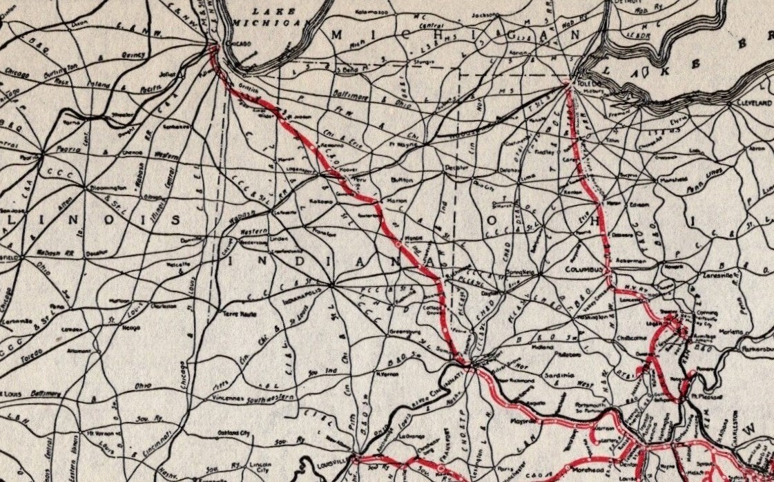 1914 Antique Chesapeake and Ohio Railway Map Vintage C & O Railroad Map #1964