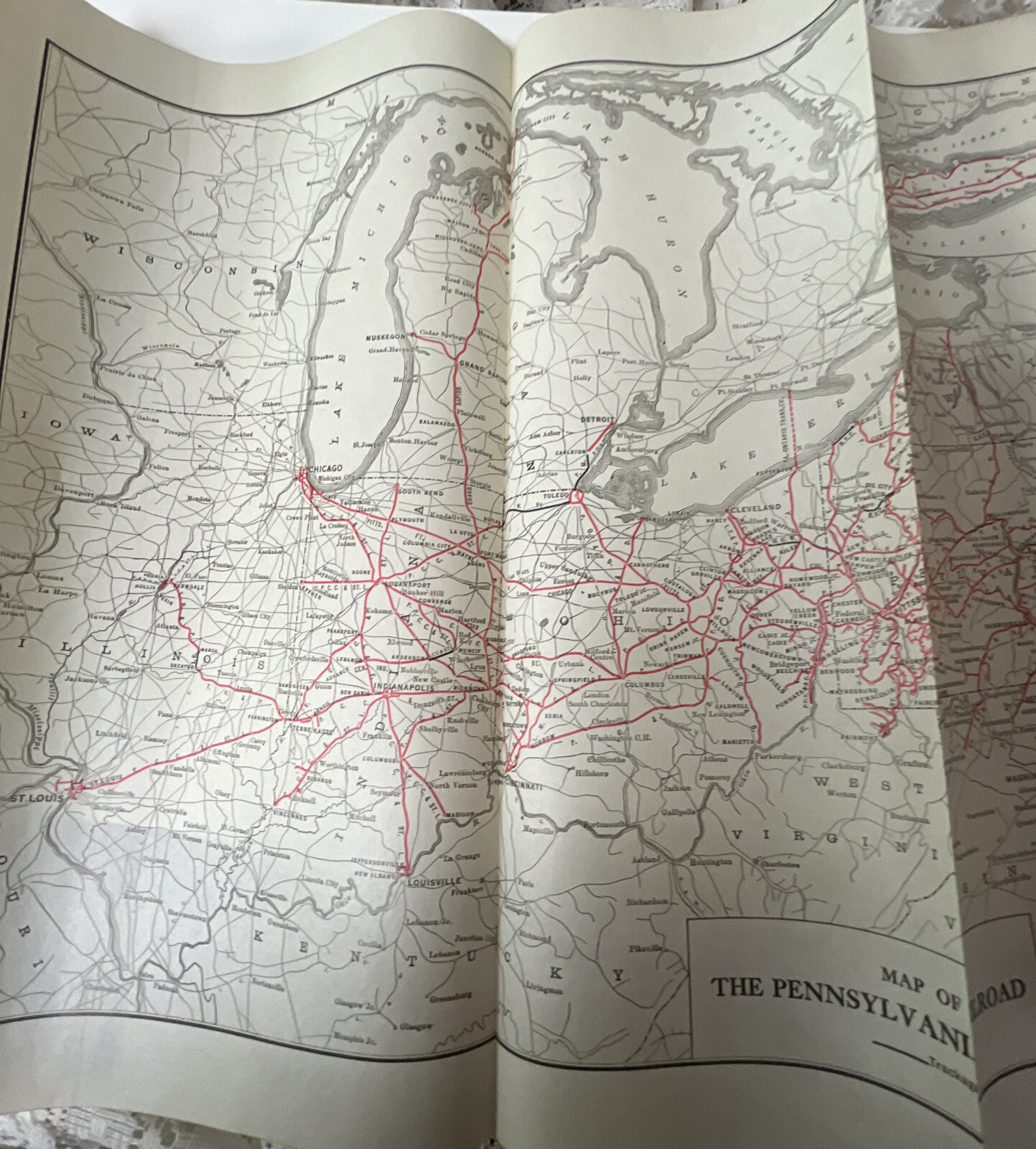 Pennsylvania Railroad – Original 1931 System Map. Antique