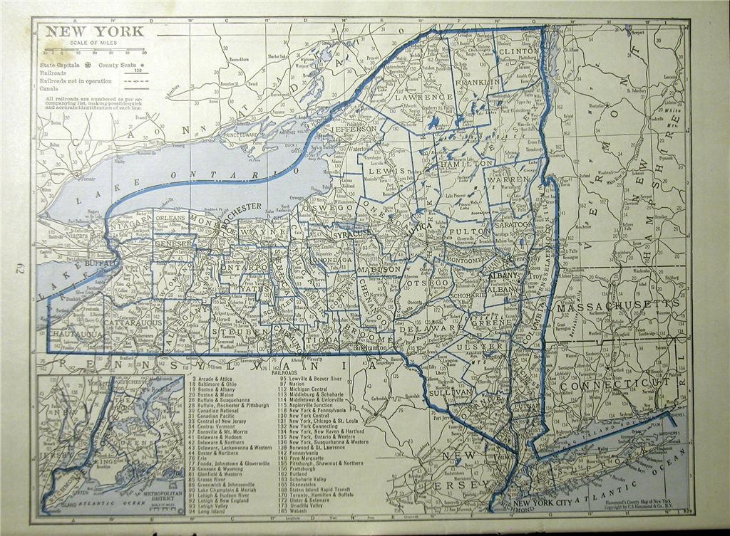 1930 NEW YORK NEW MEXICO RAILROAD MAP SHOWS ALL RR’s DEPOT + NY RR PRINT HISTORY