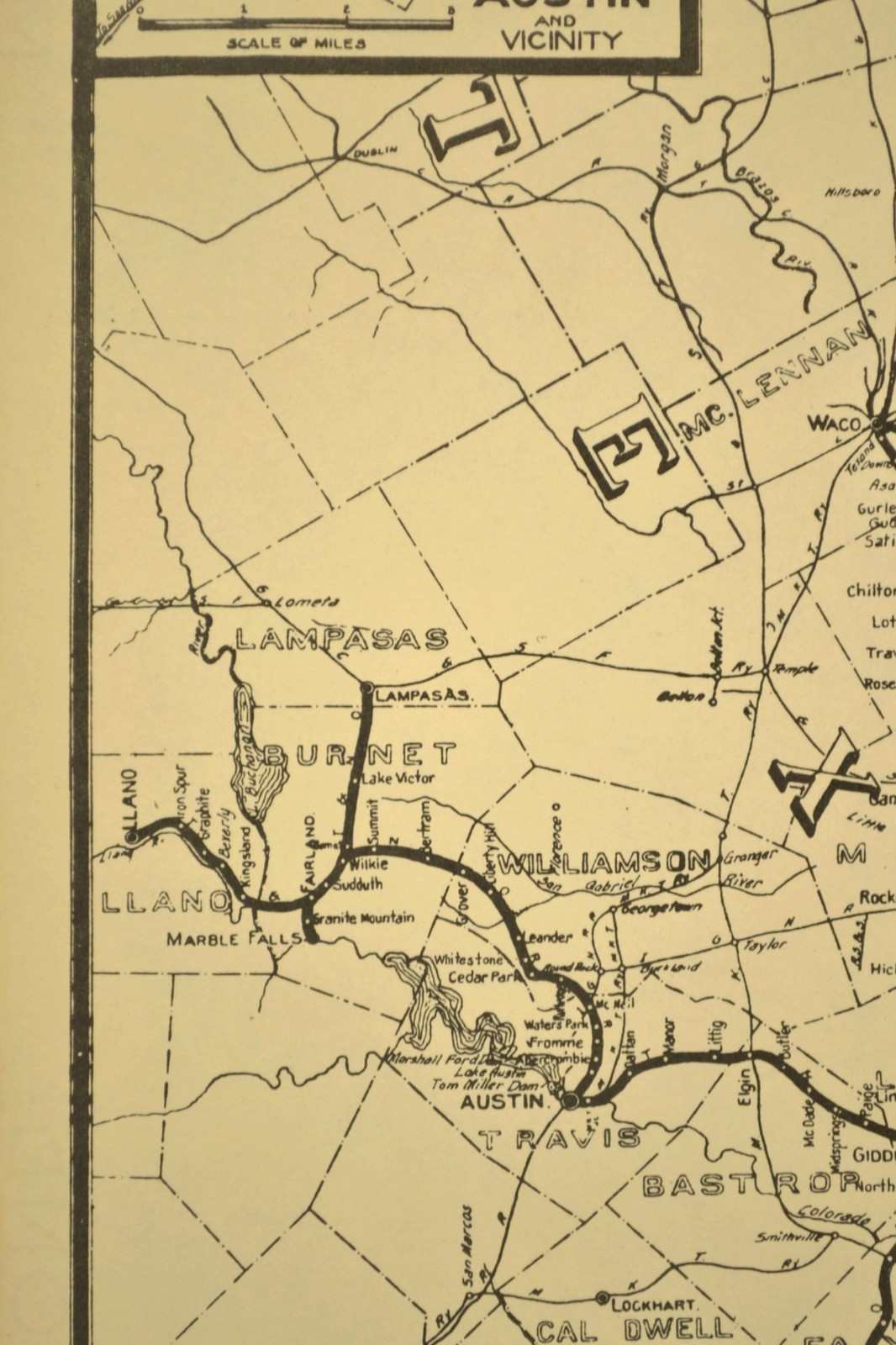 Southern Pacific Railroad Map Dallas Division Austin & Northwestern RR T&NO RR