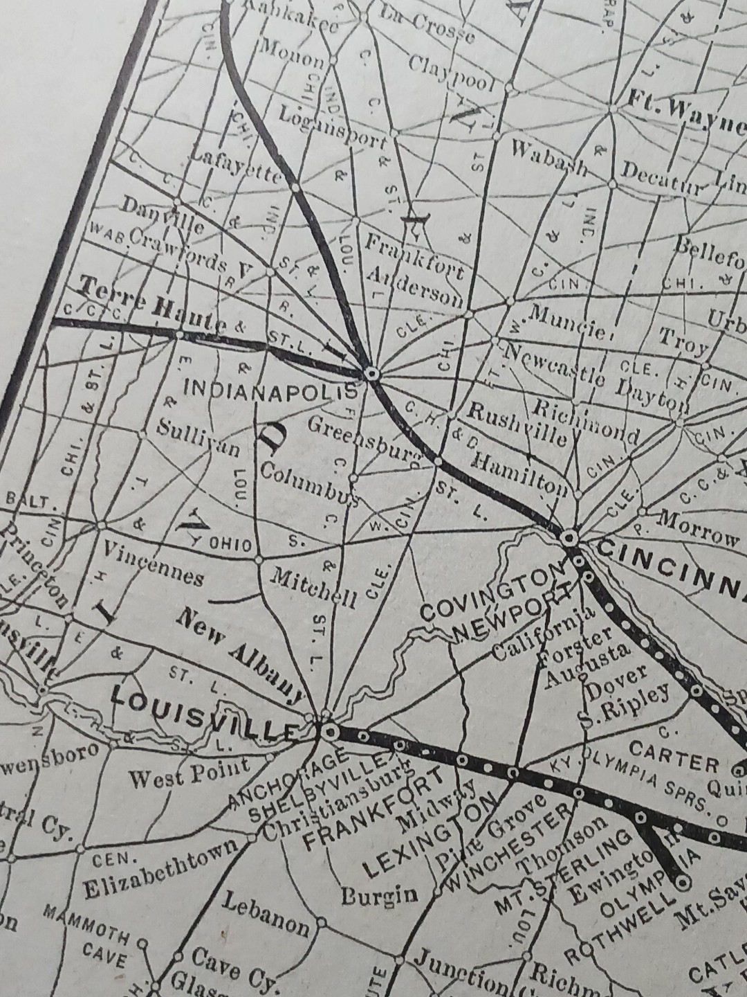 1910 Train Route Map CHESAPEAKE & OHIO RAILWAY all Lines & Stations Connections