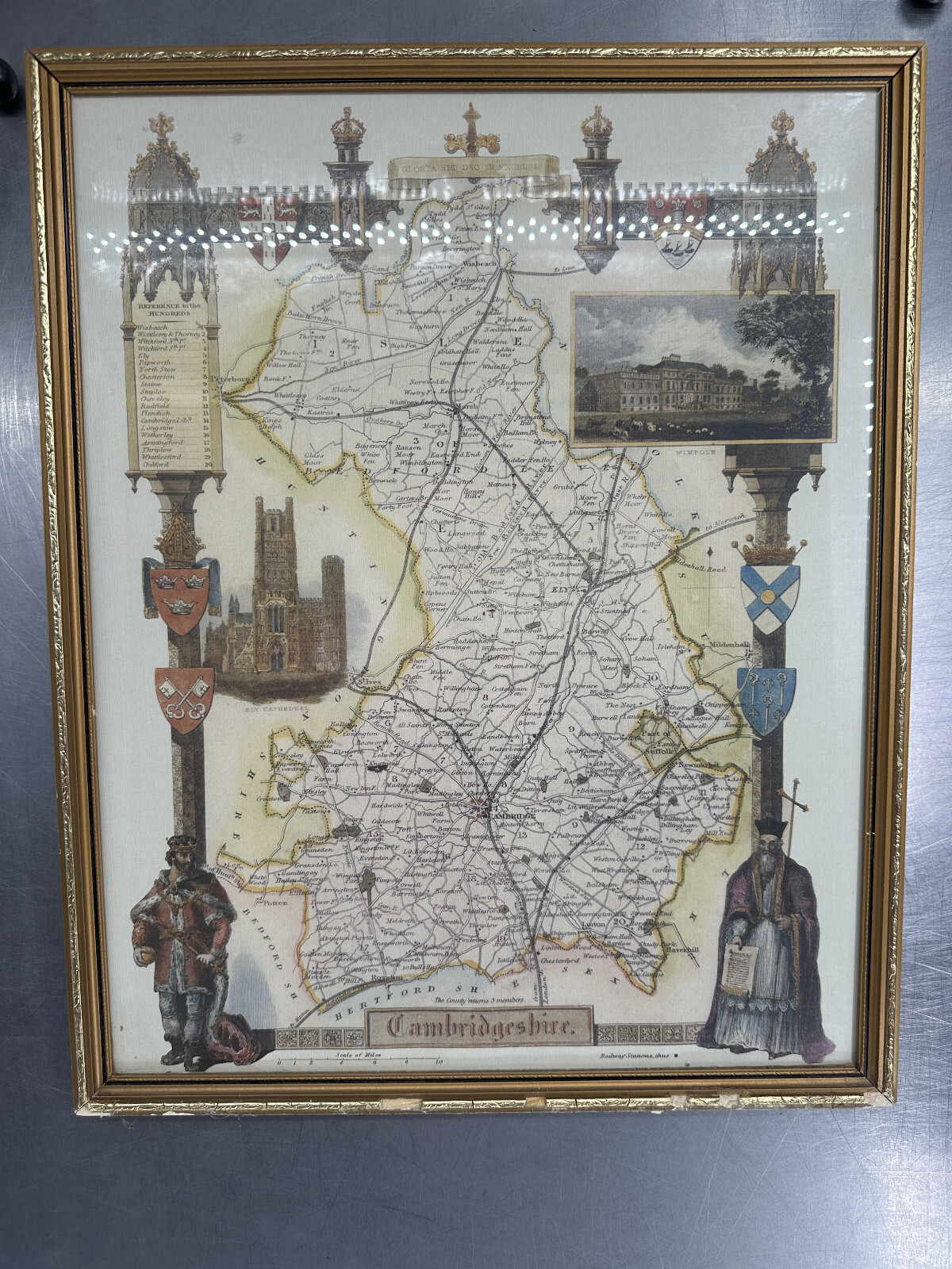 Cambridgeshire Railway Stations Map ~ Framed 17″ x 21″