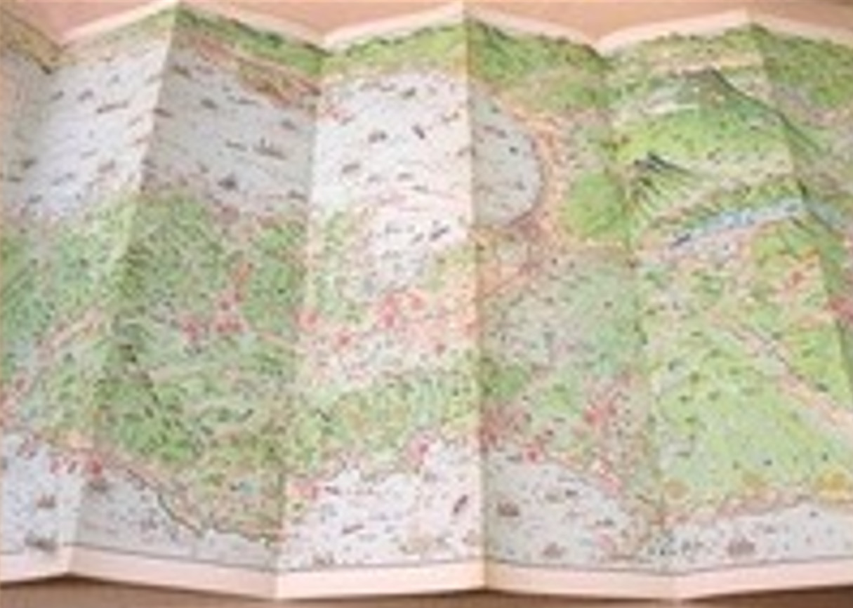 Vintage 1950’s Tour of the Fuji Five Lakes, Hakone, and Izu Map 36×76cm Japan