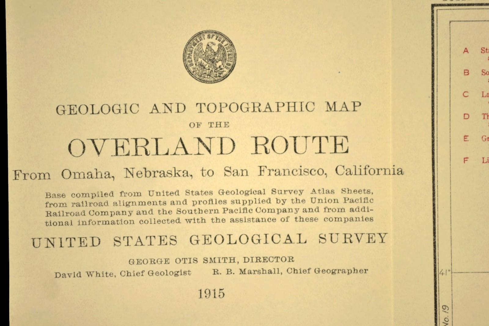 1915 Antique Central Pacific Railroad Map Elko Nevada Carlin Canyon Geological