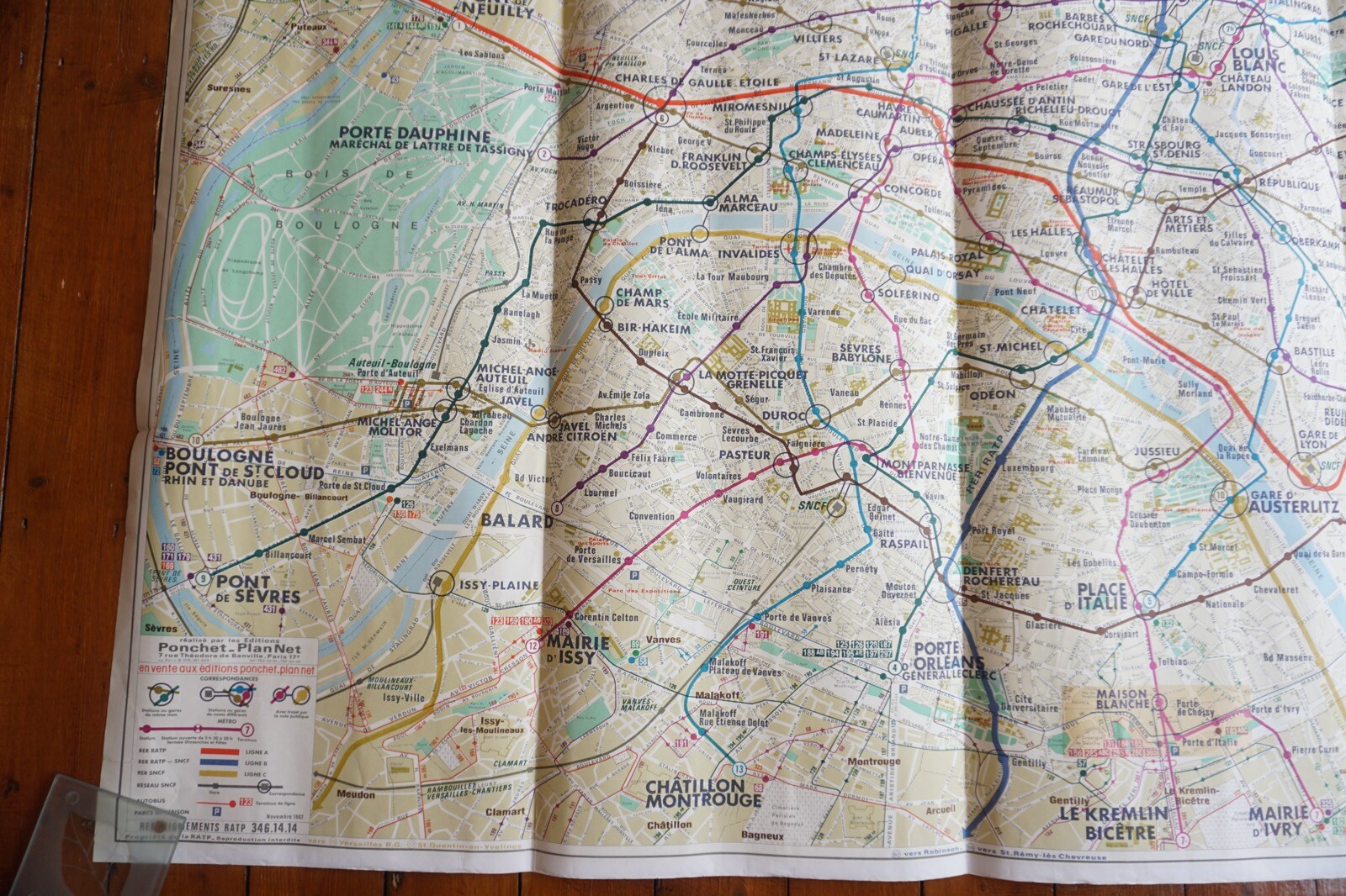 1982 France RATP Metro Underground Tube Map Railway Quad Poster