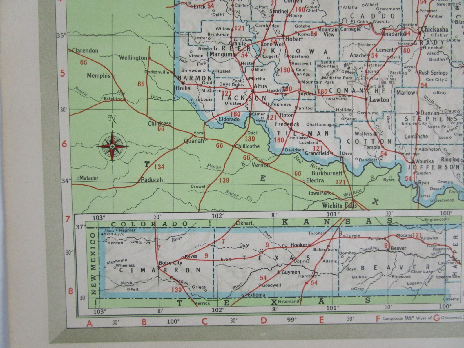 OR OK Vintage 1951 OREGON RAILROAD MAP. SUMPTER VALLEY RR or OKLAHOMA. OSAGE RR