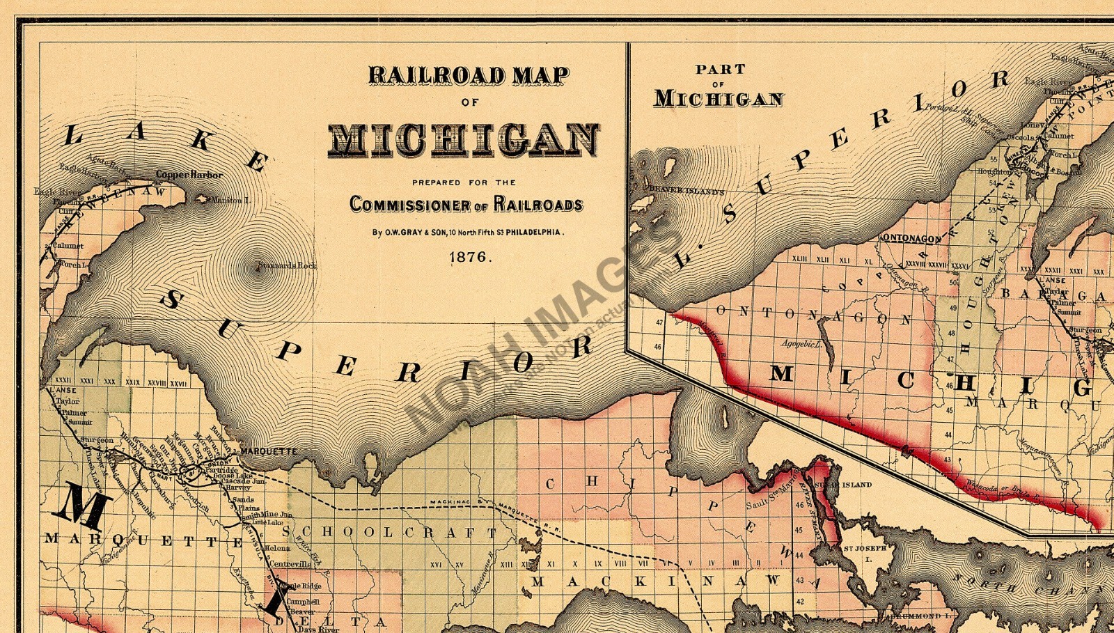 Railroad Map of Michgan 16×24