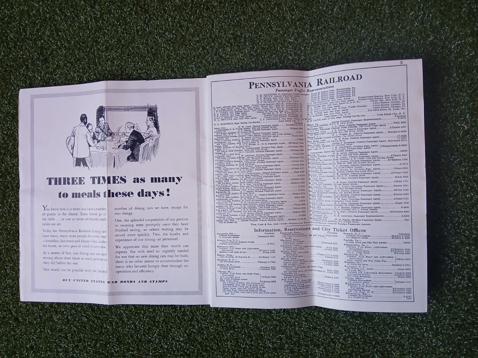 1943 WW2 Pennsylvania Railroad Schedule Map Booklet, Uncle Sam, War Bonds