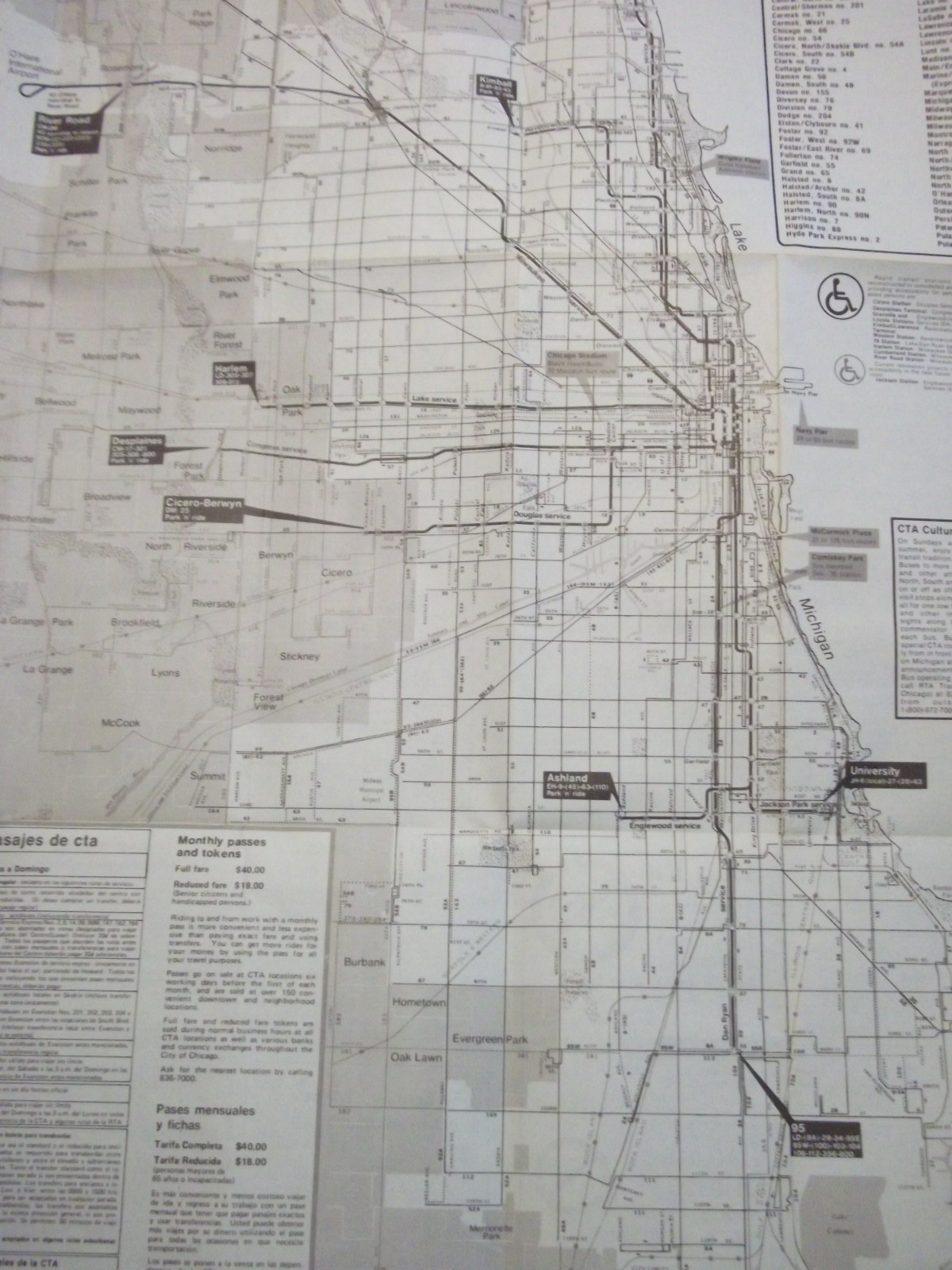 1983 Spring-Summer CHICAGO TRANSIT AUTHORITY CTA ROUTE MAP