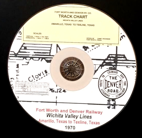 Fort Worth & Denver 1 970 Amarillo to Texline TX Track Chart PDF Pages on DVD