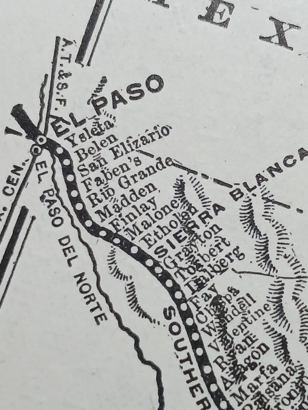 1904 Railroad Map SOUTHERN PACIFIC ATLANTIC SYSTEM train Routes Station Stops