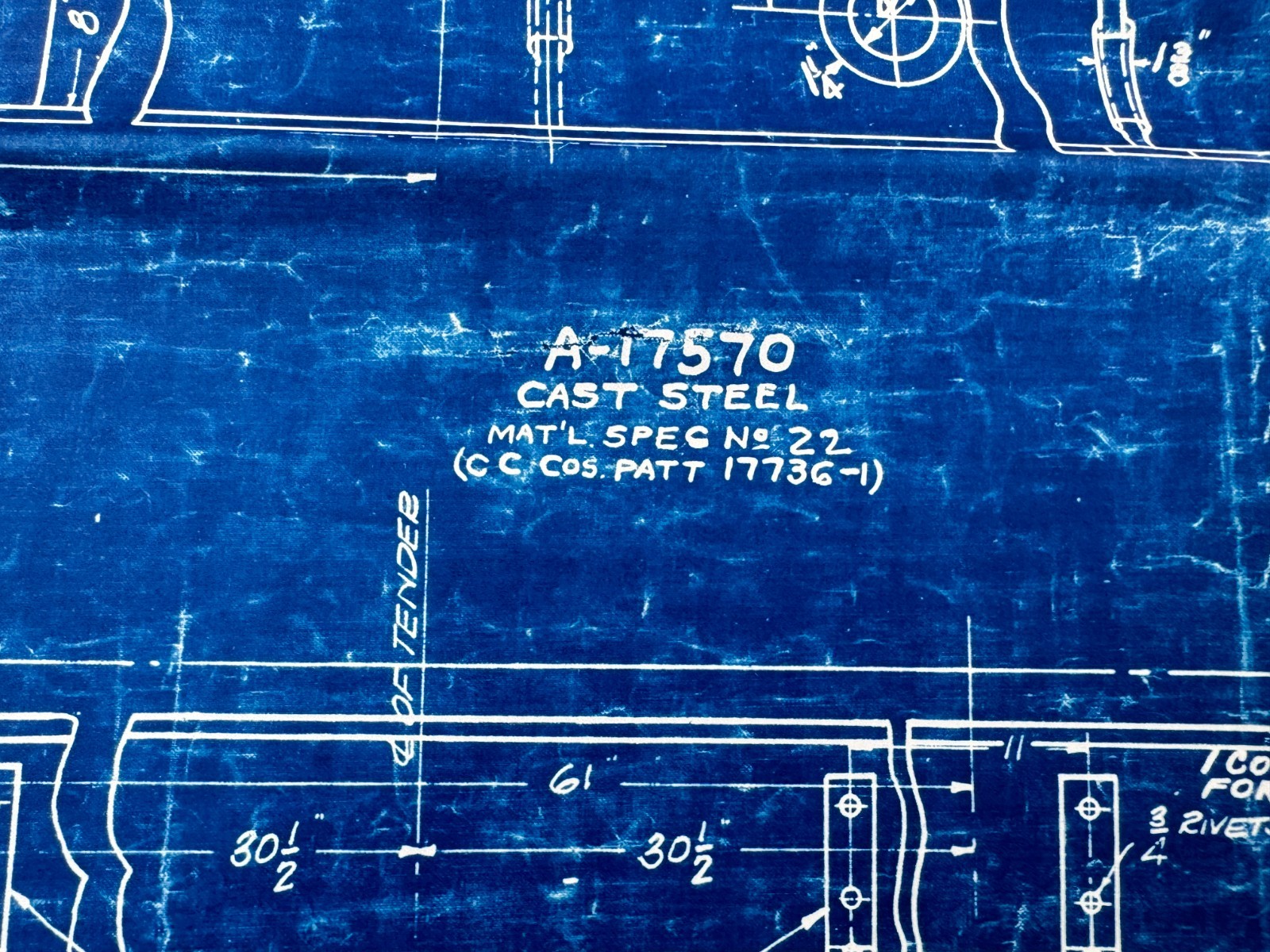 BLUEPRINT 1930 BALTIMORE OHIO RAILROAD Co Original Train Tender Tank 72 X 30″