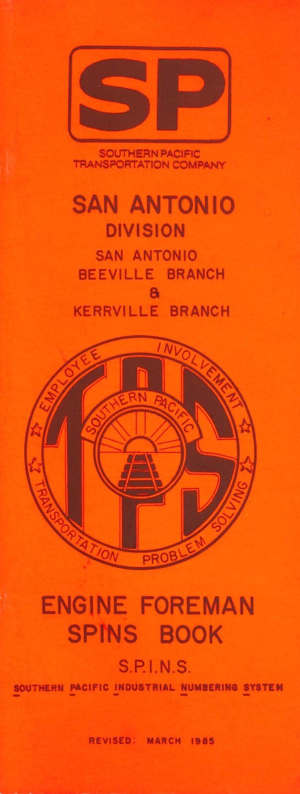 Southern Pacific RR 1985 San Antonio Division SPINS PDF Pages on DVD