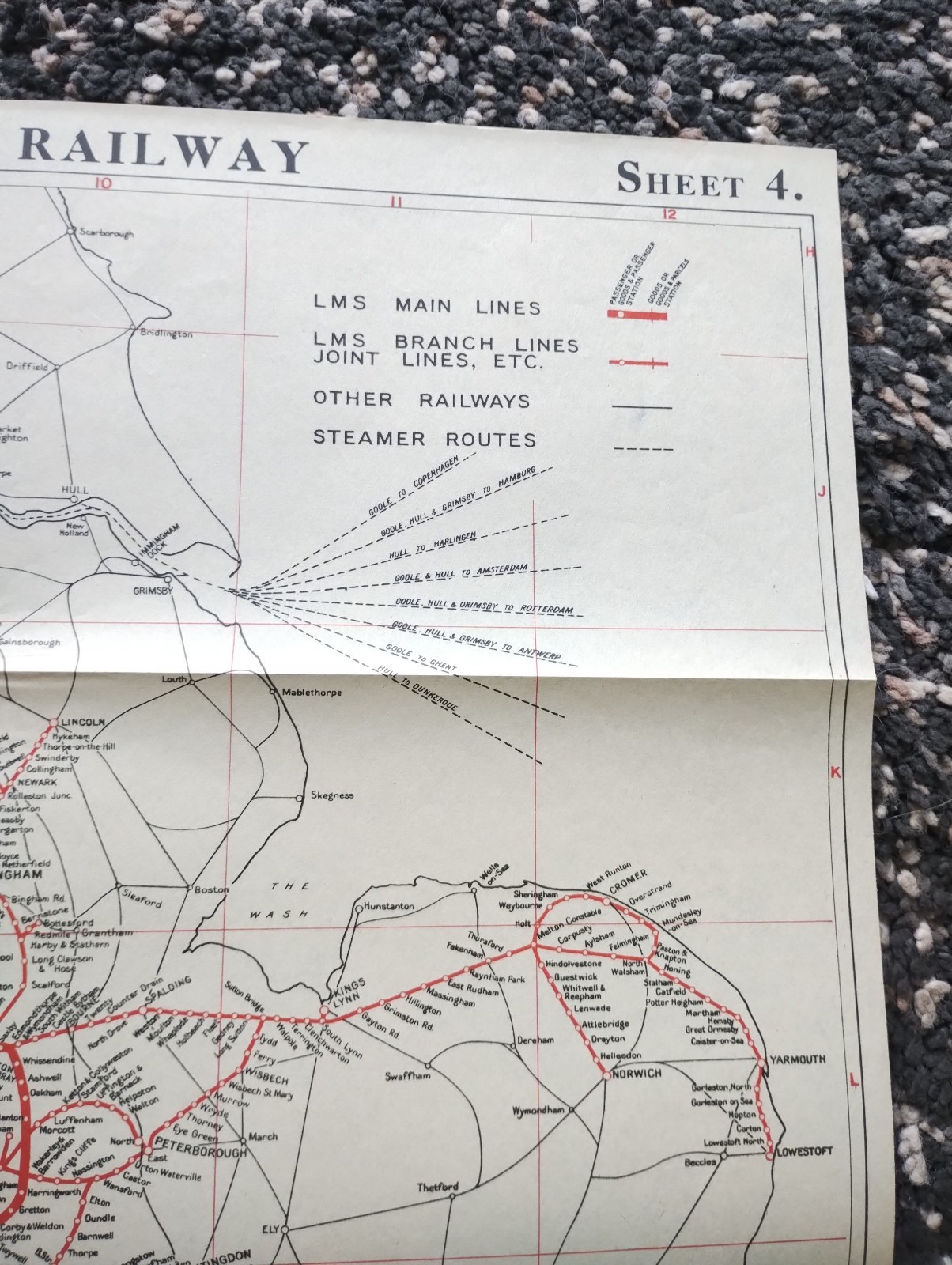 1939 London Midland and Scottish Railway Map showing Lines in England