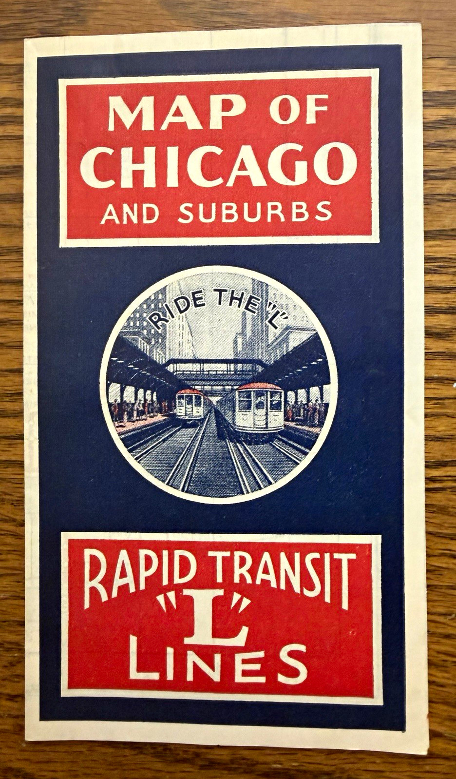 1937 Map of Chicago and Suburbs Rapid Transit “L” Lines Fold-Out Brochure