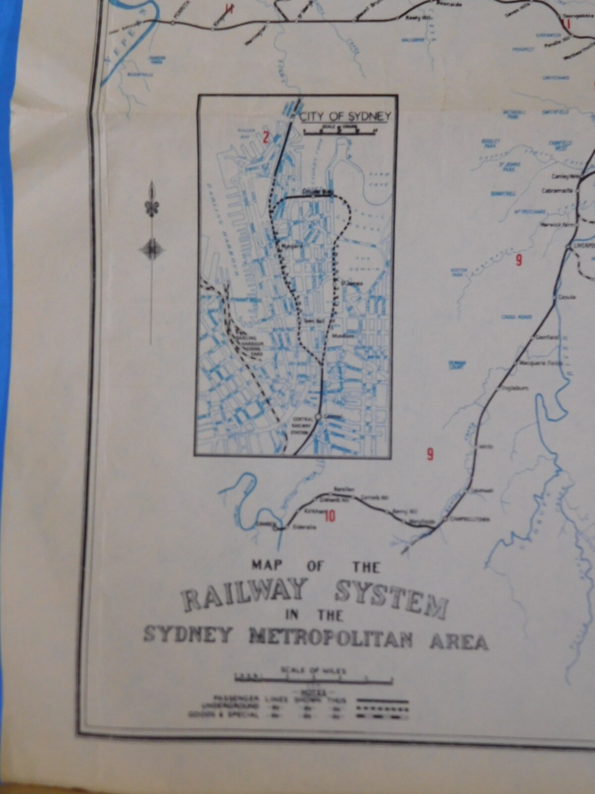 Map Railway System in the Sydney Metropolitan Area NO DATE Circa 1960