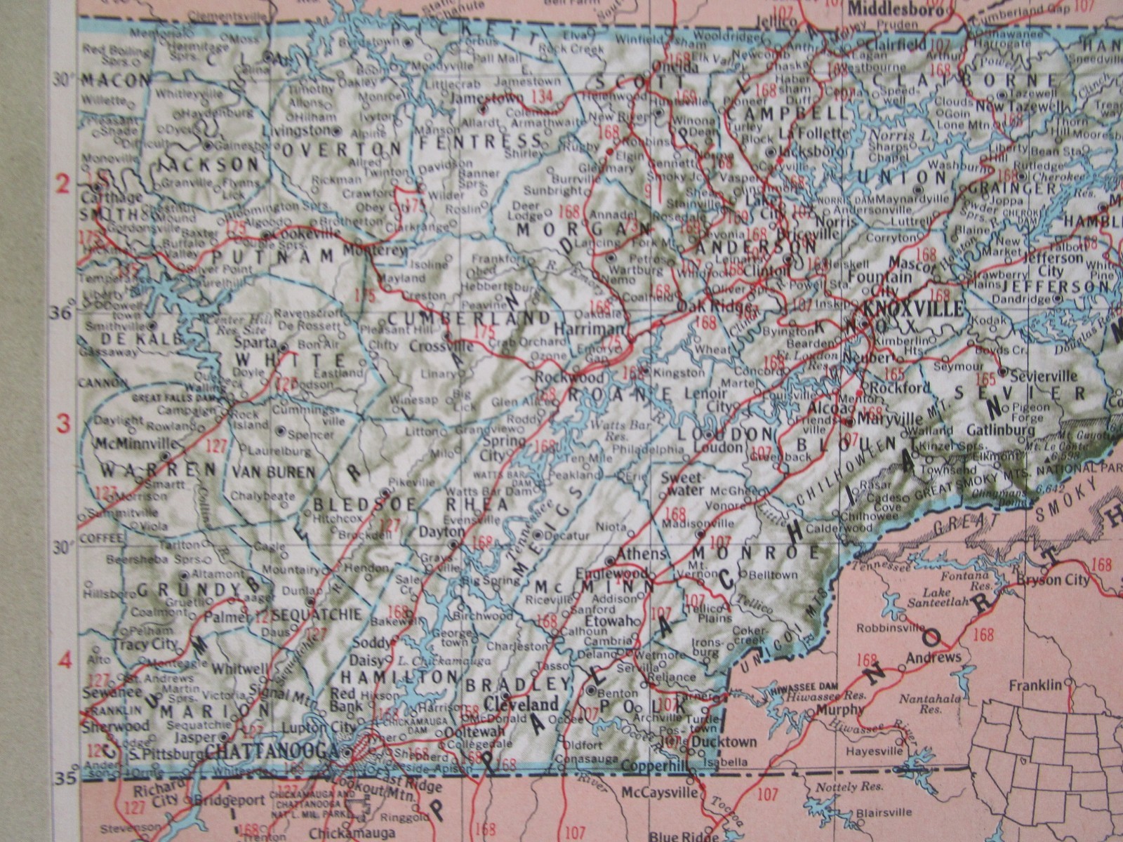 SD TN Vtg 1950 SOUTH DAKOTA RAILROAD Map. CB&Q, C&NW, SOO, GN, IC or TENNESSEE