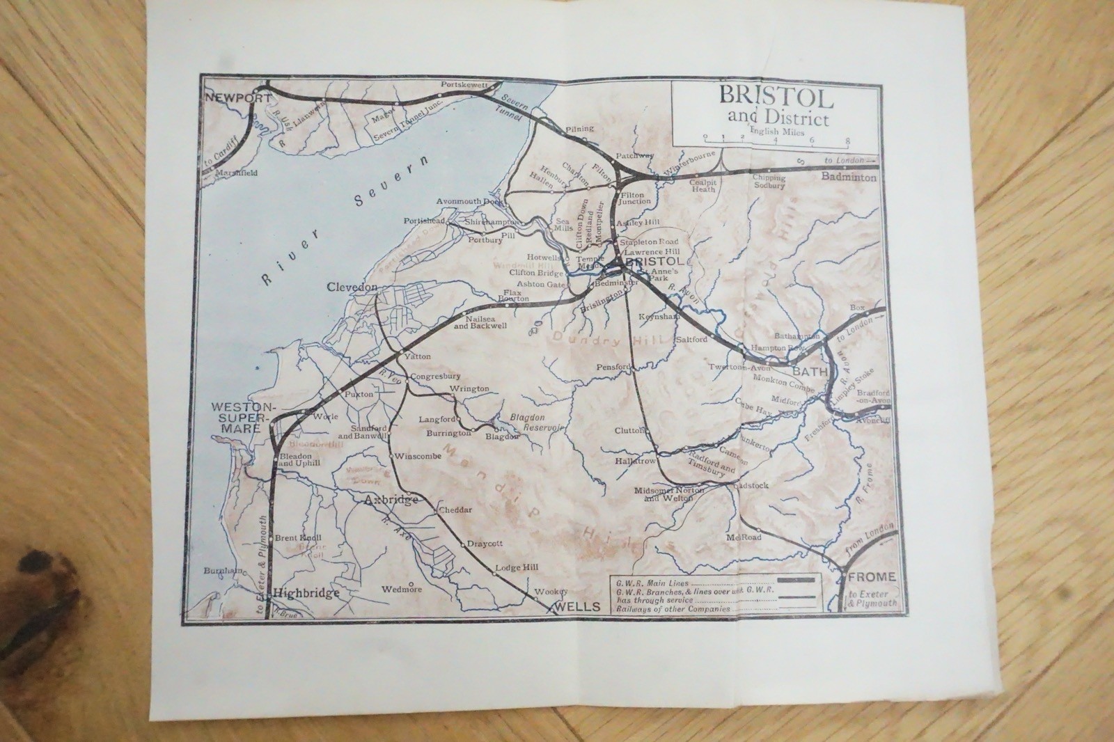 1913 GWR Bristol North Somerset Original Railway Map