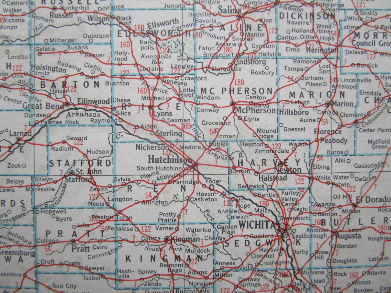 KS KY Vtg 1951 KANSAS RAILROAD Map KANSAS CITY SOUTHERN, CB&Q, ATSF or KENTUCKY