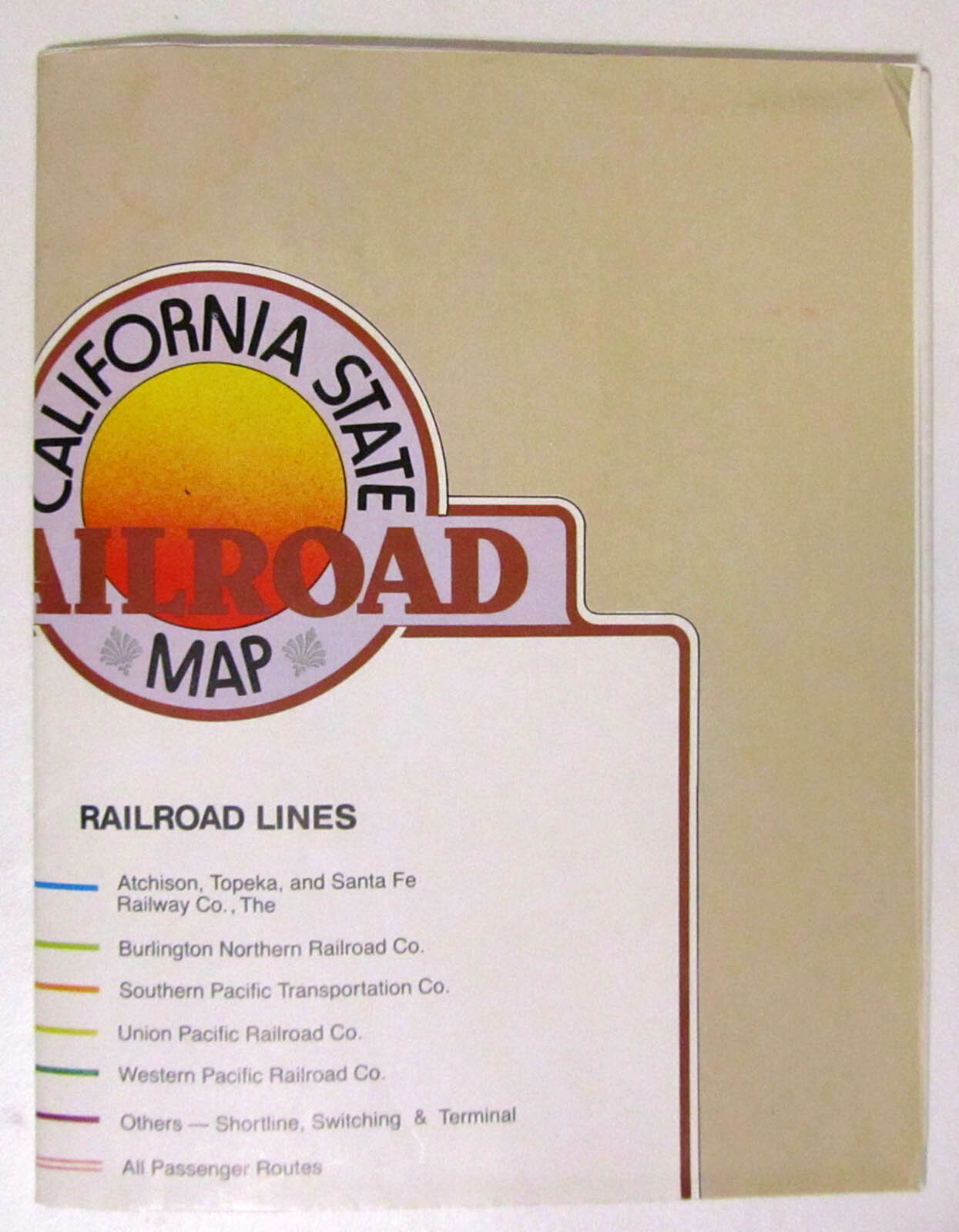 California Railroad Map Poster 35×46 1982 folded in great shape