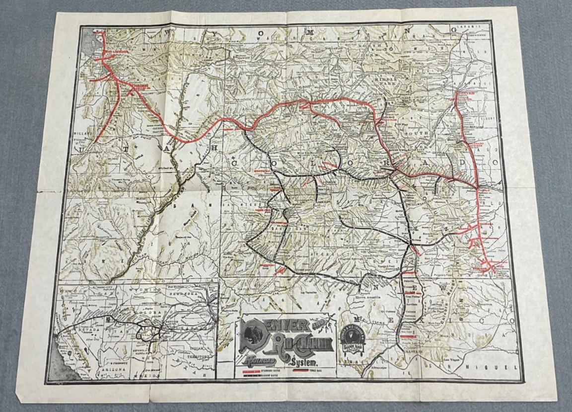 1899 DENVER RIO GRANDE RAILROAD COLORADO-CALIFORNIA WESTERN GUIDEBOOK w/RARE MAP