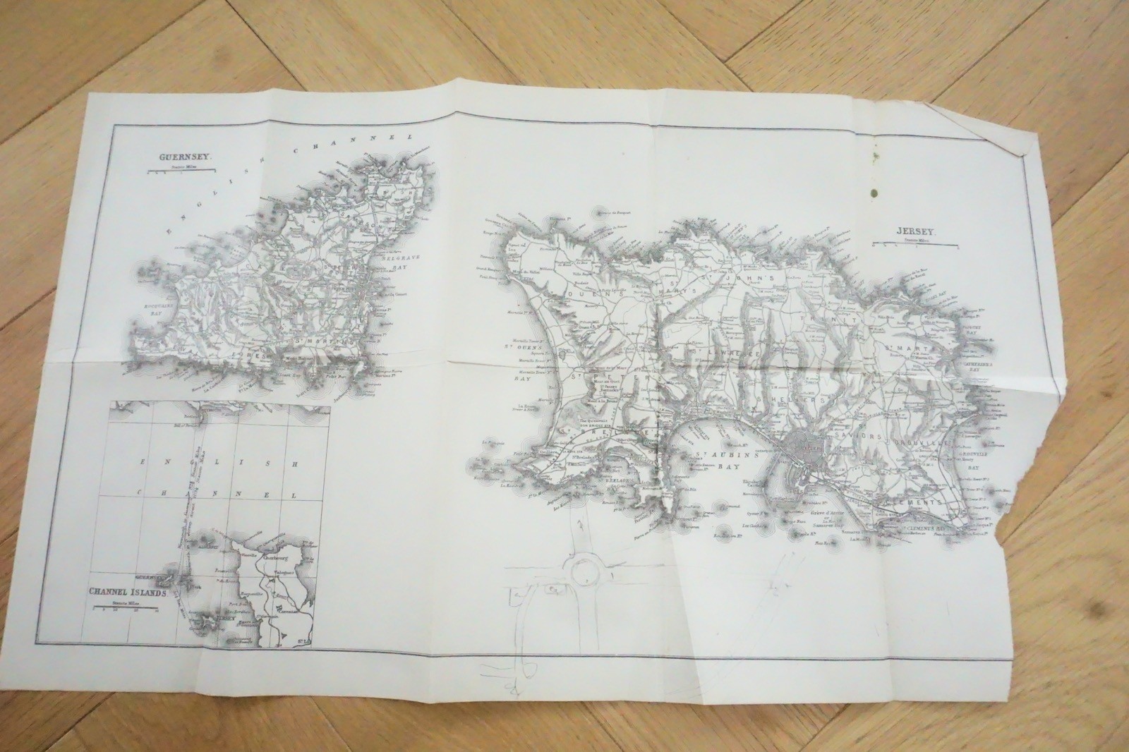 1913 GWR The Channel Islands Original Railway Map