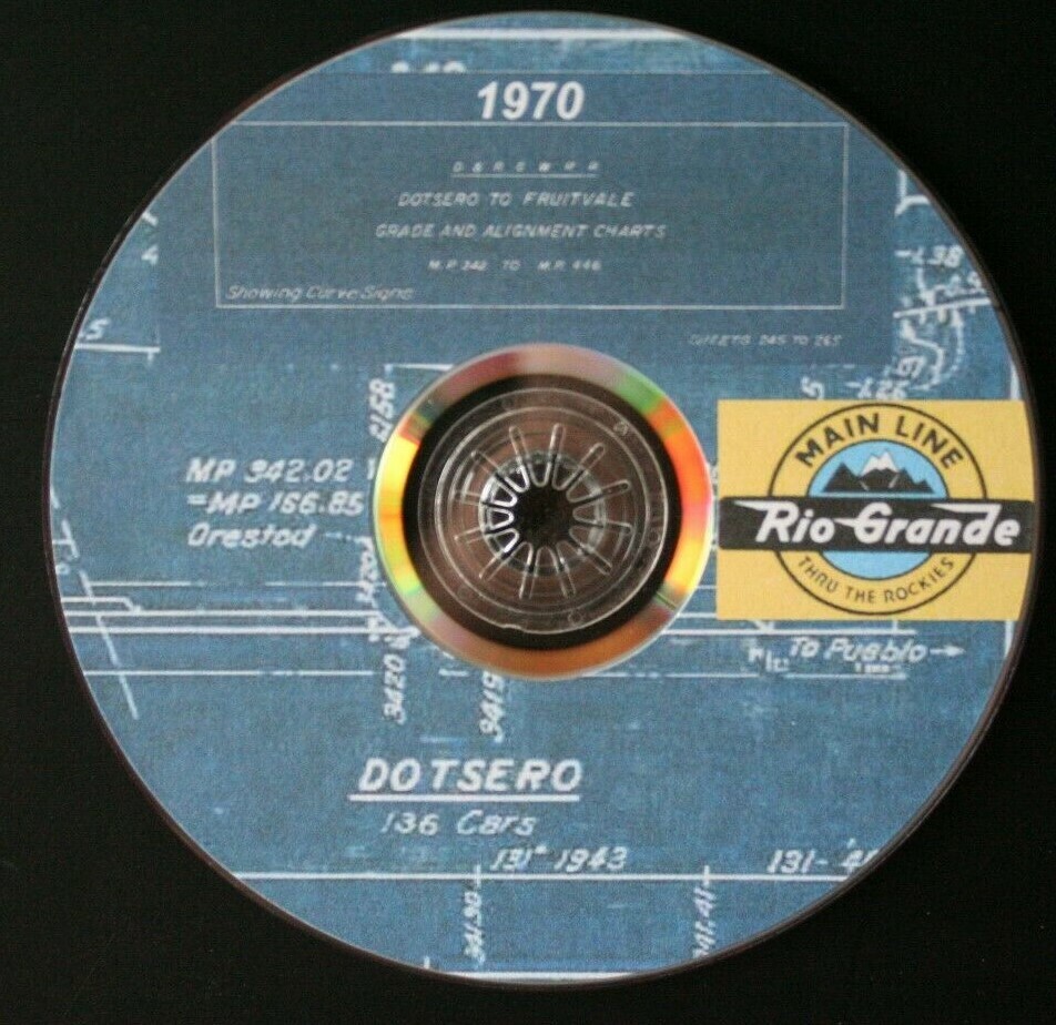 Denver & Rio Grande Western RR 1970 Dotsero to Fruitvale Track Chart PDF on DVD