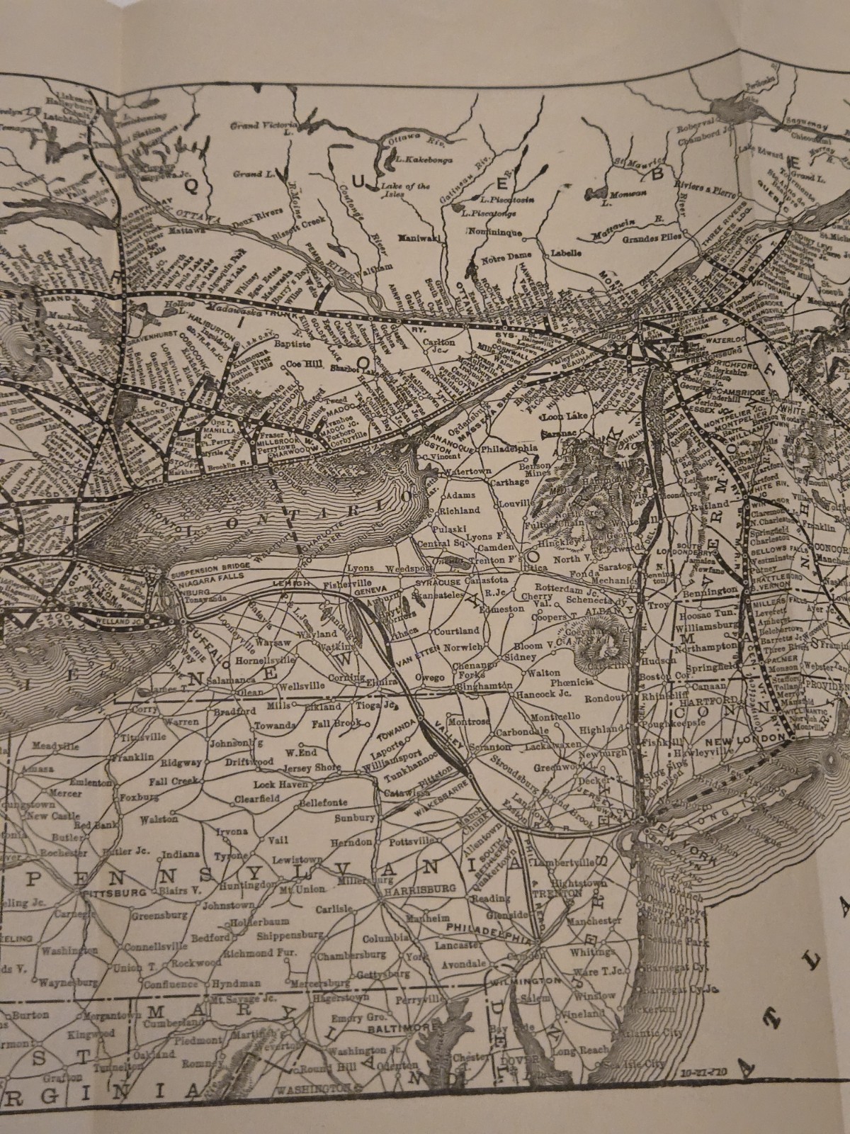 1910 Grand Trunk Railway System & Connections Map 3024 Original Northeast US