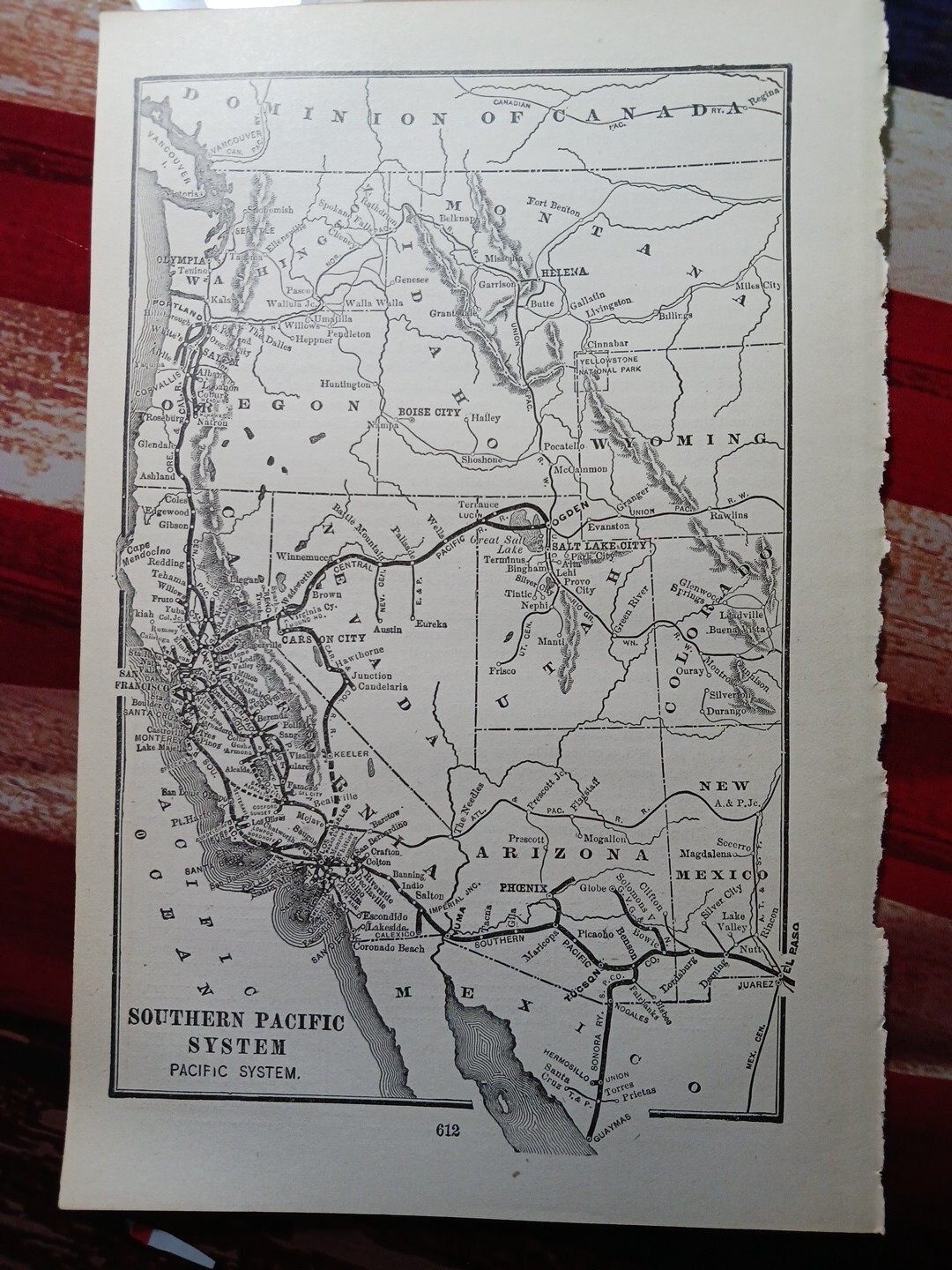 1906 Railroad Route Map SOUTHERN PACIFIC SYSTEM Utah California Nevada Arizona