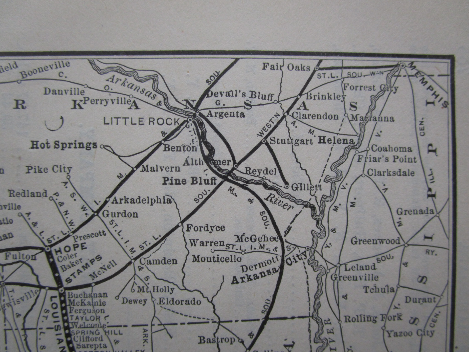 Antique 1904 LOUISIANA & ARKANSAS Railway System Map from 19O4 Poor’s INDIAN TER