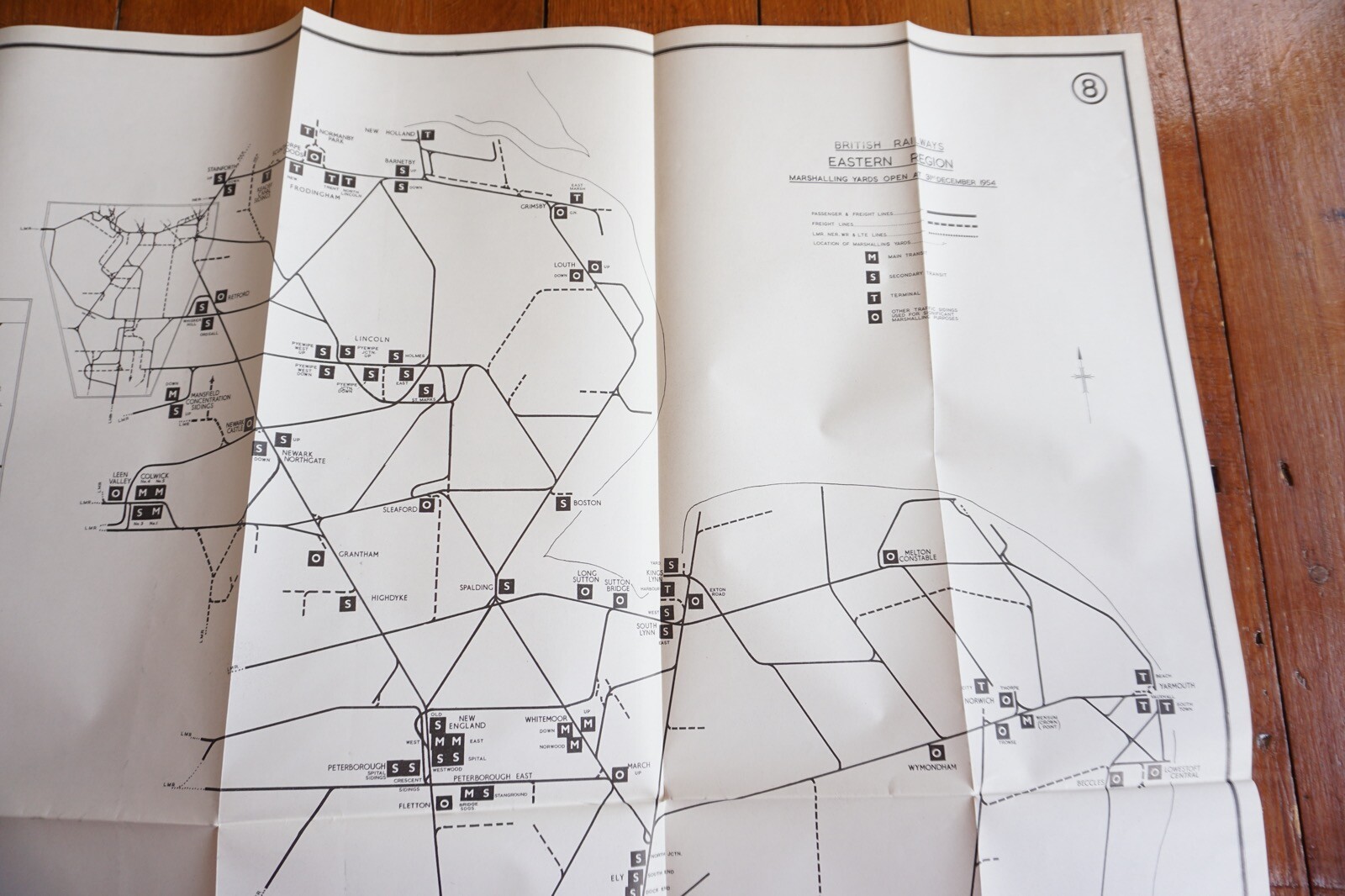 1958 Marshalling Yards Open at 1954 Eastern Region Railway Map