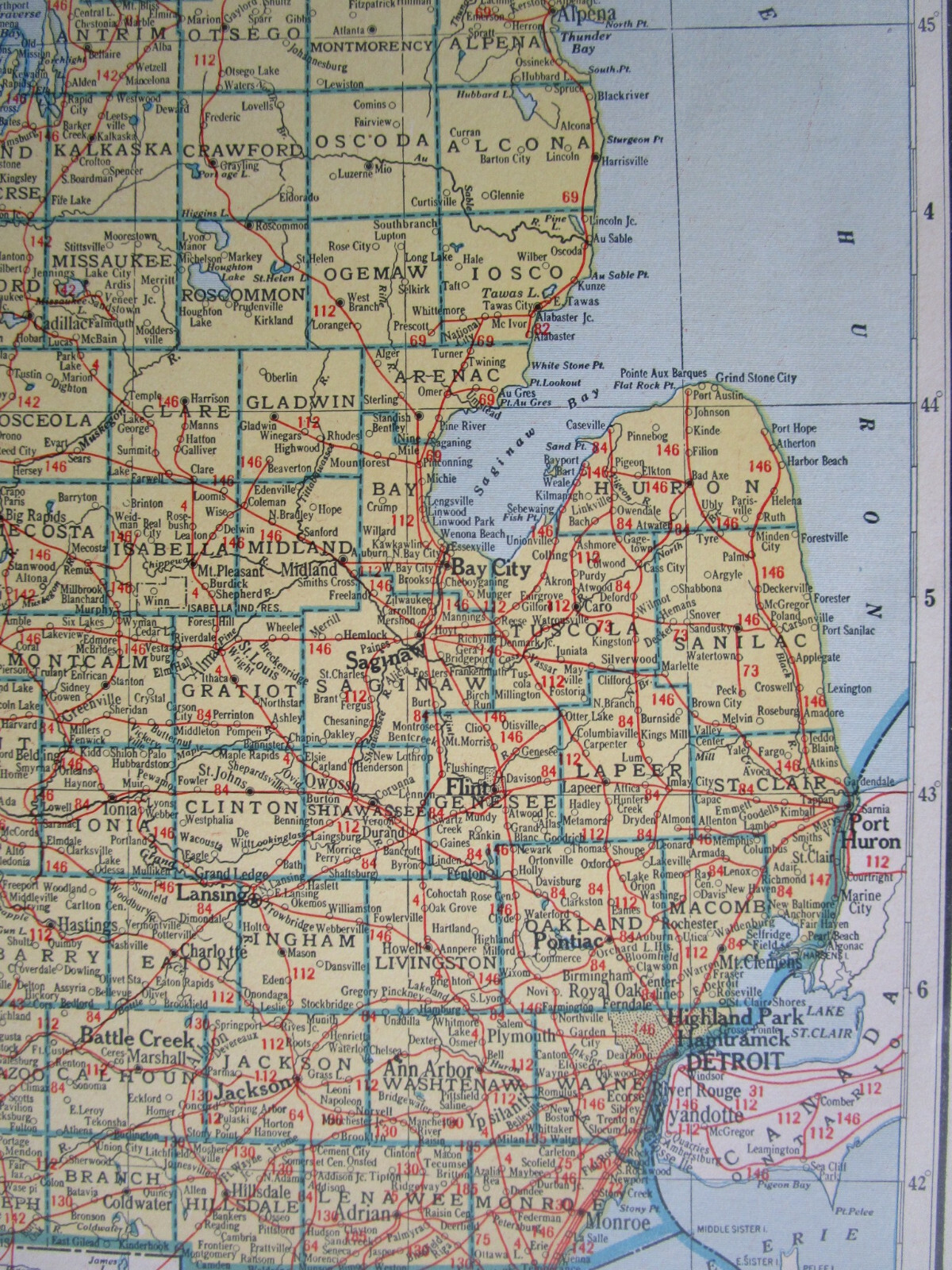 MI MN WWII 1942 MICHIGAN RAILROAD Map BOYNE CITY RR ~or~ MINNESOTA; HILL CITY RR