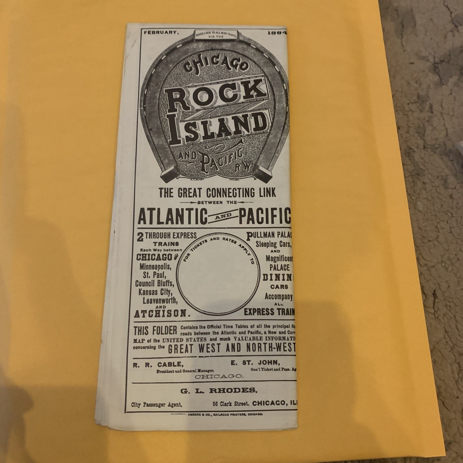 Rock Island Railroad Map – 1979 Reprint of 1884 Edition