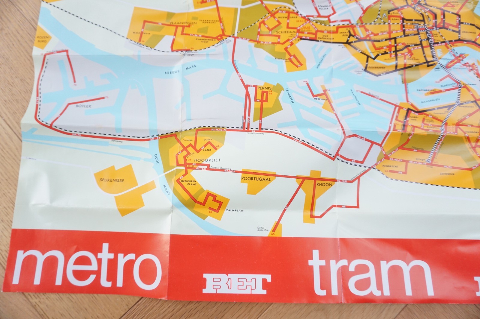 1972 RET Holland Netherlands Bus Tram Railway Route Map